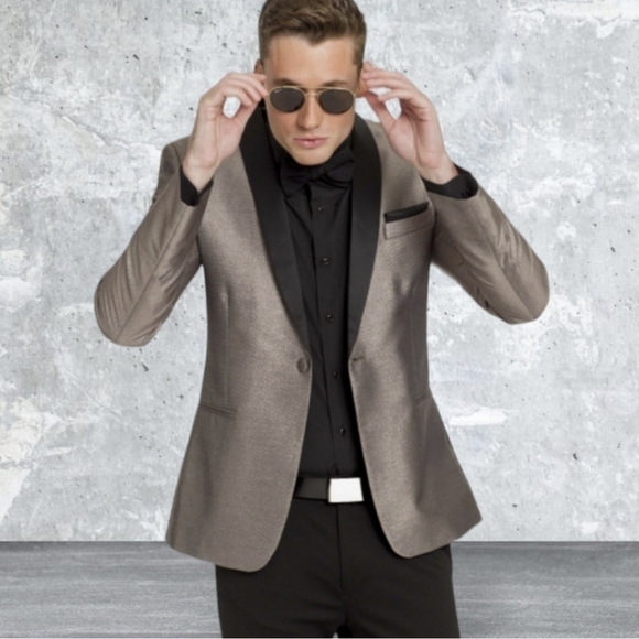 MOD Mark of Distinction modern "Starlight" silver tuxedo Prom jacket NWT Sz 39R - Picture 2 of 14